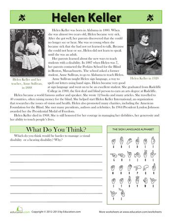 Free Printable Worksheets Helen Keller Helen Keller Worksheet - Helen Keller Worksheet
