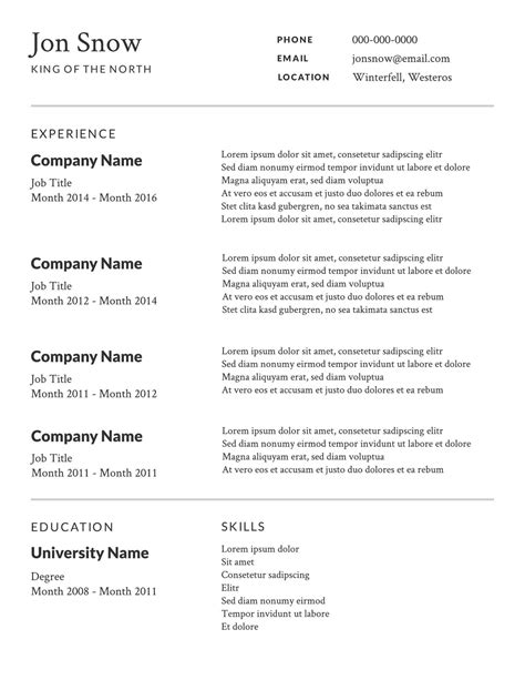 Free Professional Simple Resume Templates To Customize Canva Single Page Resume - Single Page Resume