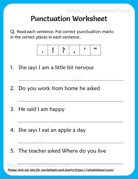 Free Punctuation Exercise Practice Worksheets And Activity Punctuation Exercises For Grade 5 - Punctuation Exercises For Grade 5