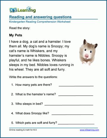 Free Reading Comprehension Worksheets Printable K5 Learning Preschool Reading Comprehension Worksheets - Preschool Reading Comprehension Worksheets