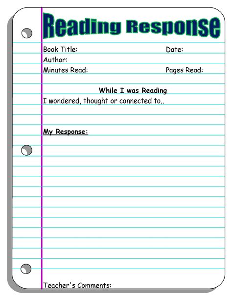 Free Reading Response Worksheets By 4 Kinder Teachers Response Worksheet 5th Grade - Response Worksheet 5th Grade