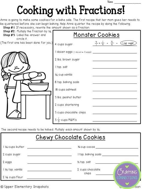 Free Recipes With Fractions Worksheets Education Com Recipes With 4 Fractions - Recipes With 4 Fractions