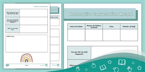 Free Restorative Conversation Record Teacher Made Twinkl Restorative Justice Reflection Sheet - Restorative Justice Reflection Sheet