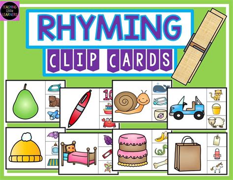 Free Rhyming Clip Cards With Pictures 123 Homeschool Match The Rhyming Pictures - Match The Rhyming Pictures