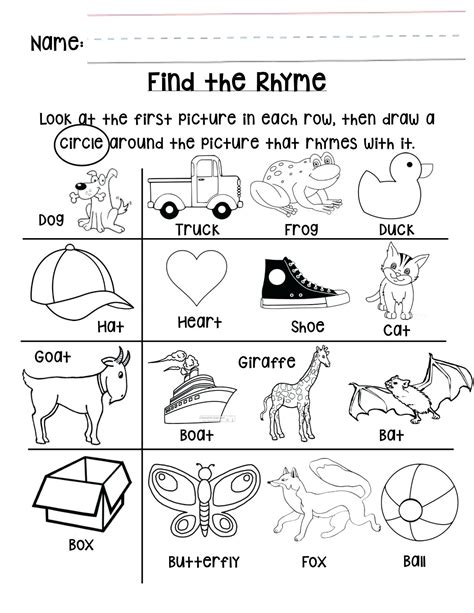 Free Rhyming Words Worksheet For Kindergarten Rhyming Words For Kindergarten Worksheets - Rhyming Words For Kindergarten Worksheets