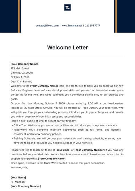 free sample welcome letter to new boss