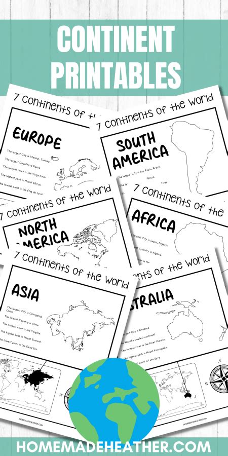 Free Seven Continents Printables Homemade Heather Seven Continents Worksheet - Seven Continents Worksheet