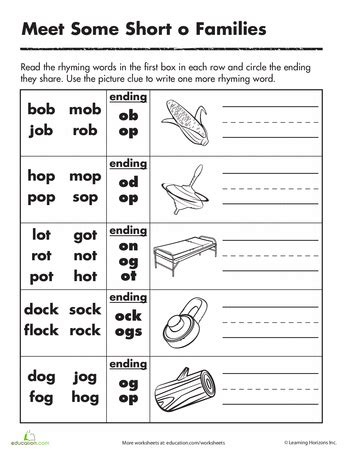Free Short O Word Family Worksheets Academy Worksheets Short O Worksheet - Short O Worksheet