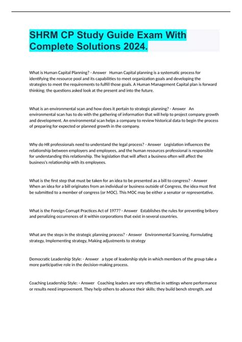 Free Shrm Study Guide