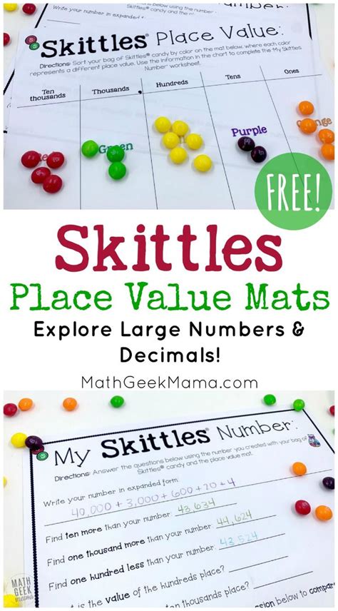 Free Skittles Math Place Value Mats Math Geek Skittles Math Worksheets - Skittles Math Worksheets