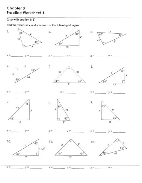 Free Special Right Triangles Worksheets Pdfs Brighterly Right Triangles Worksheet - Right Triangles Worksheet