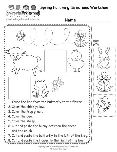 Free Spring Following Directions Worksheet Kindergarten Worksheets Kindergarten Worksheet On Spring - Kindergarten Worksheet On Spring