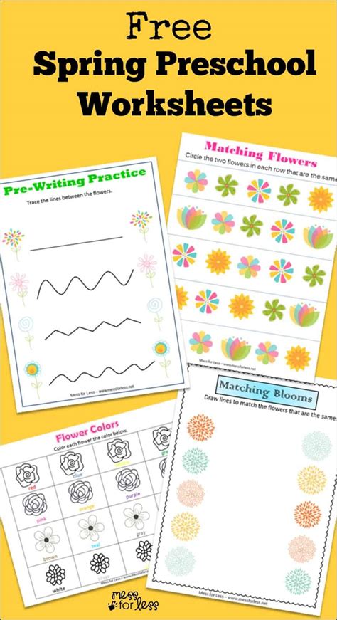 Free Spring Preschool Worksheets Mess For Less Spring Worksheets Preschool - Spring Worksheets Preschool