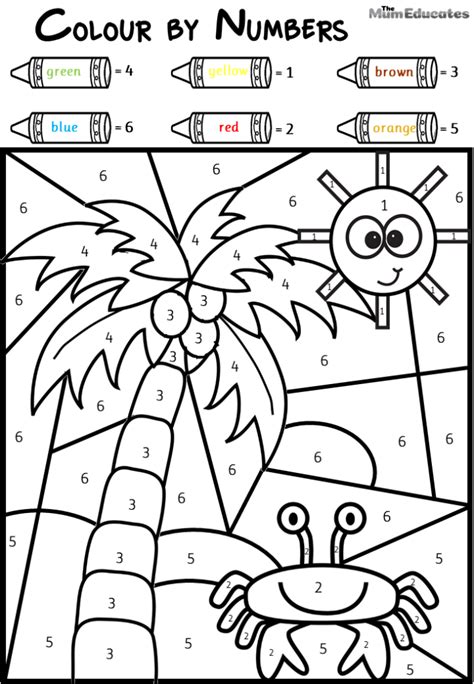 Free Summer Colour By Code Worksheets The Mum Colour By Numbers Ks1 - Colour By Numbers Ks1
