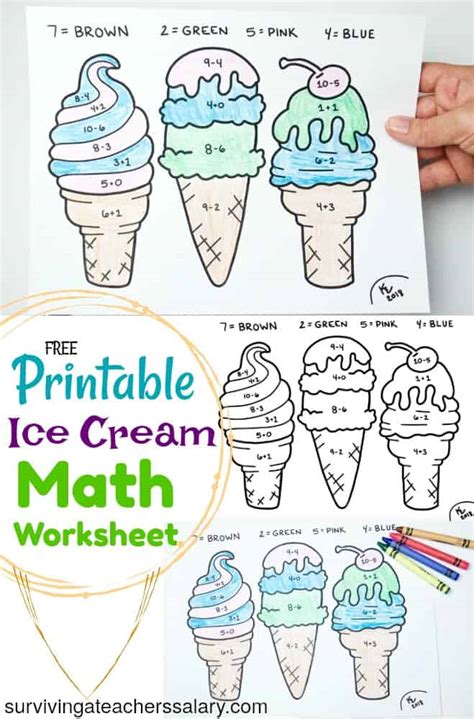 Free Summer Ice Cream Math Worksheets Kindergarten Worksheets Ice Cream Cutting Worksheet Kindergarten - Ice Cream Cutting Worksheet Kindergarten