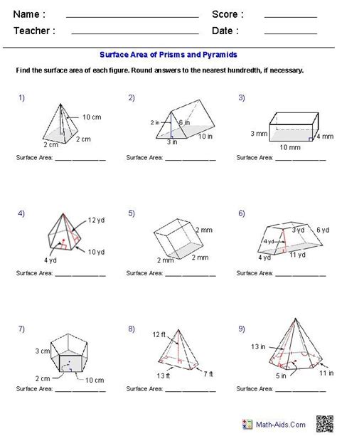 Free Surface Area Worksheets Grade 6 Surface Area Worksheets - Grade 6 Surface Area Worksheets