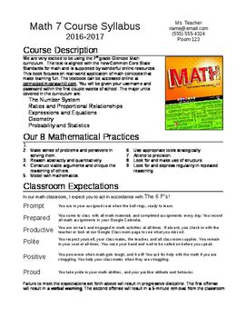 Free Syllabi Tpt Middle School Math Syllabus Template - Middle School Math Syllabus Template