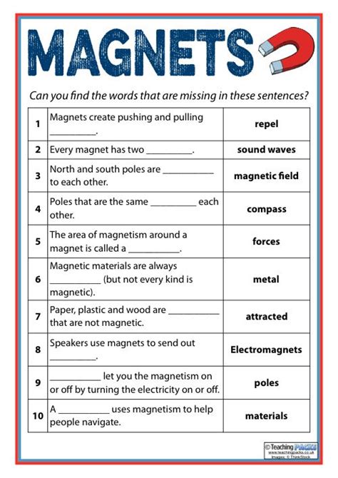 Free Text Worksheets For Teaching Magnets Magnetism Worksheet For High School - Magnetism Worksheet For High School