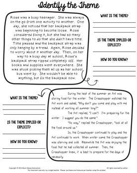 Free Theme Activities Teaching With Jennifer Findley Theme Worksheet Middle School - Theme Worksheet Middle School