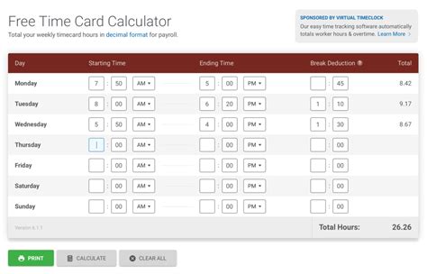 Free Time Card Calculator Hubstaff Time Tracker Calculator - Time Tracker Calculator