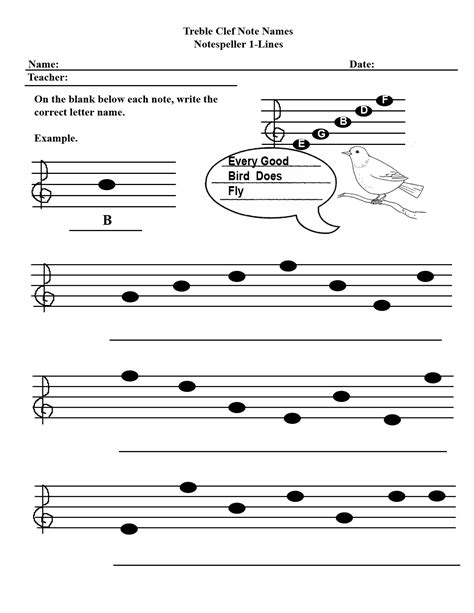 Free Treble Clef Music Note Worksheets Reading Notes Worksheet - Reading Notes Worksheet