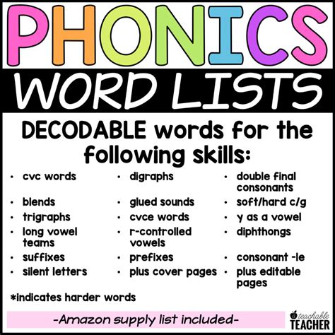 Free Ultimate Phonics Word Lists And Decodable Sentences Or Words Phonics List - Or Words Phonics List