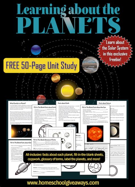 Free Unit Study Planets Guide Schoolmarm Ohio Planets Worksheet Middle School - Planets Worksheet Middle School