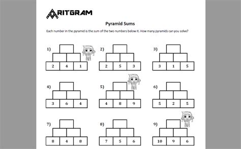 Free Worksheet Number Pyramid 1 10 Educational Freebies Number Pyramids Worksheet - Number Pyramids Worksheet