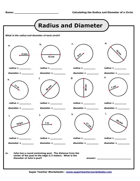 Free Worksheets For Area Circumference Diameter And Radius Radius And Diameter Worksheet Answers - Radius And Diameter Worksheet Answers