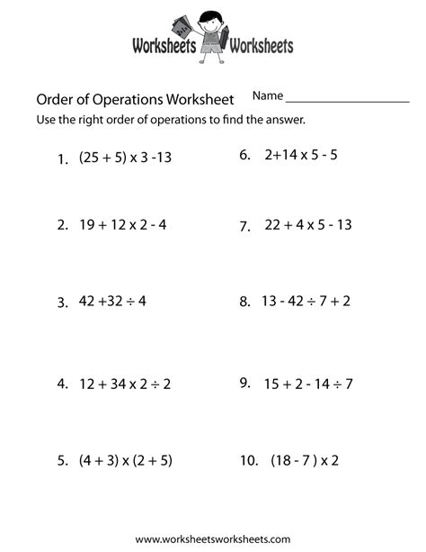 Free Worksheets For Order Of Operations Homeschool Math Simple Order Of Operations Worksheet - Simple Order Of Operations Worksheet