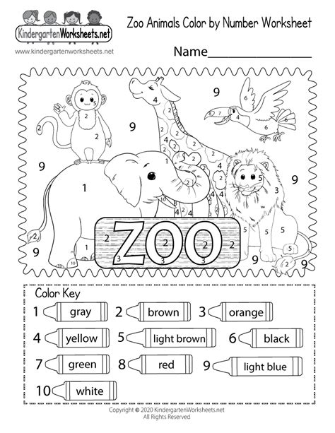 Free Zoo Animals Color By Number Worksheets For Zoo Worksheet For Kindergarten - Zoo Worksheet For Kindergarten