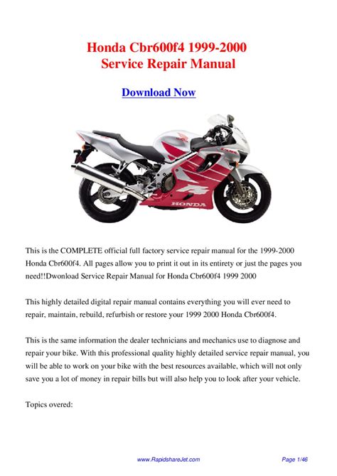 Read Online Free 1999 Honda Cbr600F4 Manual File Type Pdf 