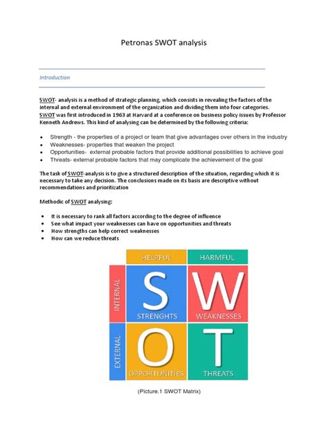 Read Free Books Petronas Swot Framework Analysis Research And 