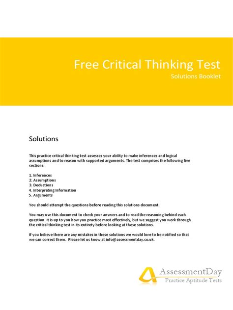 Read Online Free Critical Thinking Test Assessmentday 