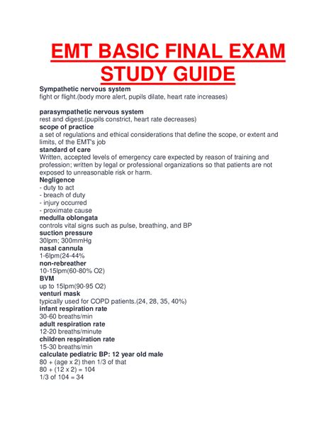 Read Online Free Emt Study Guide 