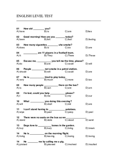 Read Online Free English Tests With Answers 