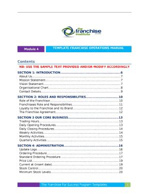 Read Free Franchise Operations Manual Template 