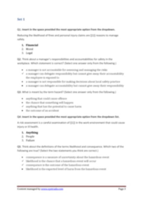 Download Free Iosh Managing Safely Exam Questions Answers 