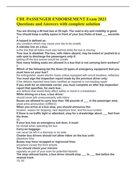 Download Free Passenger Endorsement Study Guide 