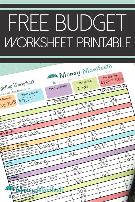 Read Free Printable Budget Guide 