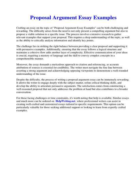 Full Download Free Proposal Argument Papers 