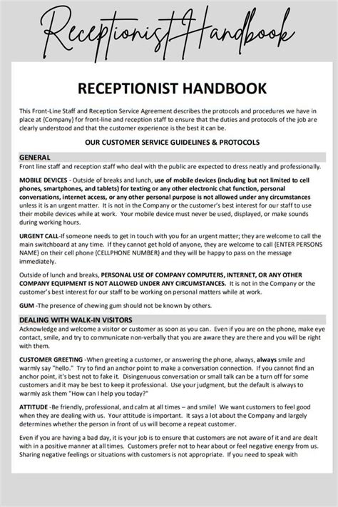 Download Free Receptionist Training Manual 