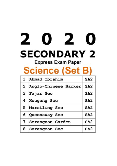 Read Free Sec 2 Science Exam Papers 