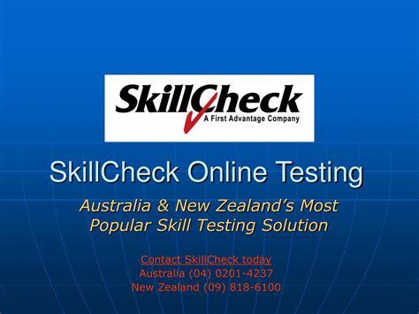 Read Online Free Skillcheck Testing 
