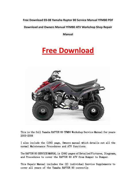 Full Download Free Yamaha Raptor 80 Repair Manual 
