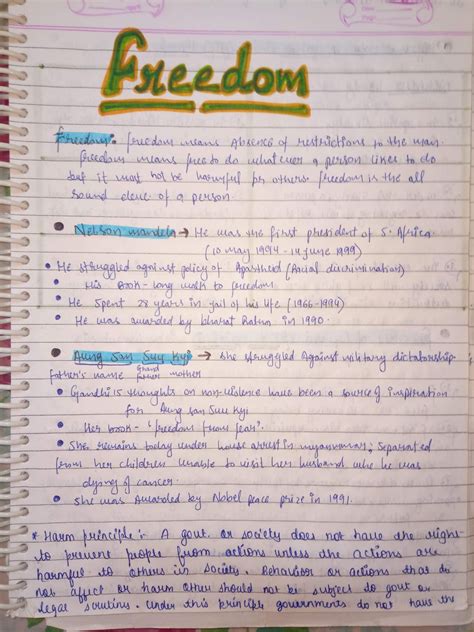 Freedom Class 11 Notes