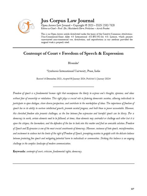 Freedom Of Expression And Contempt Of Court