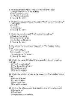 Freedom Writers Multiple Choice Test