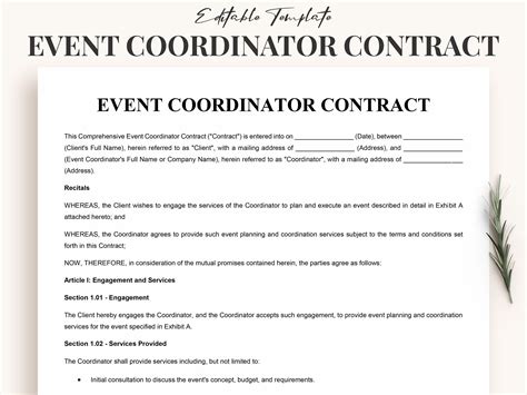 freelance contract between event coordinator and hairstylist