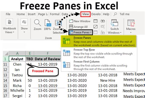 freeze panes excel